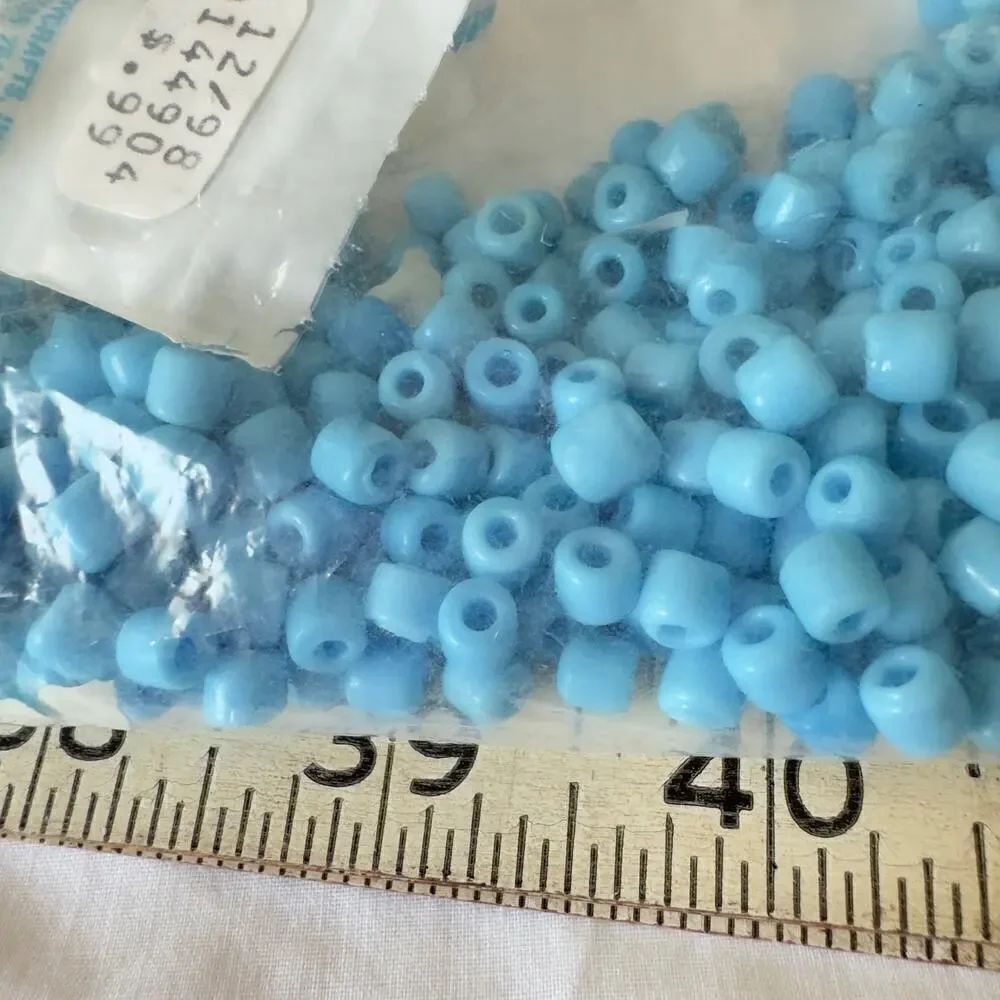 13.5oz Mixed Lot Blue Turquoise Glass Seed Beads Round Vintage Tandycrafts